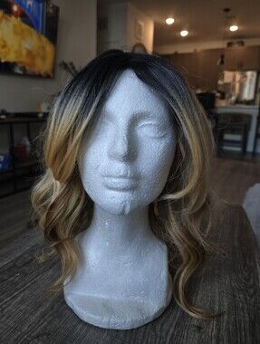 Model Model Front Lace Split Ombre Wig  Black Roots To Blonde